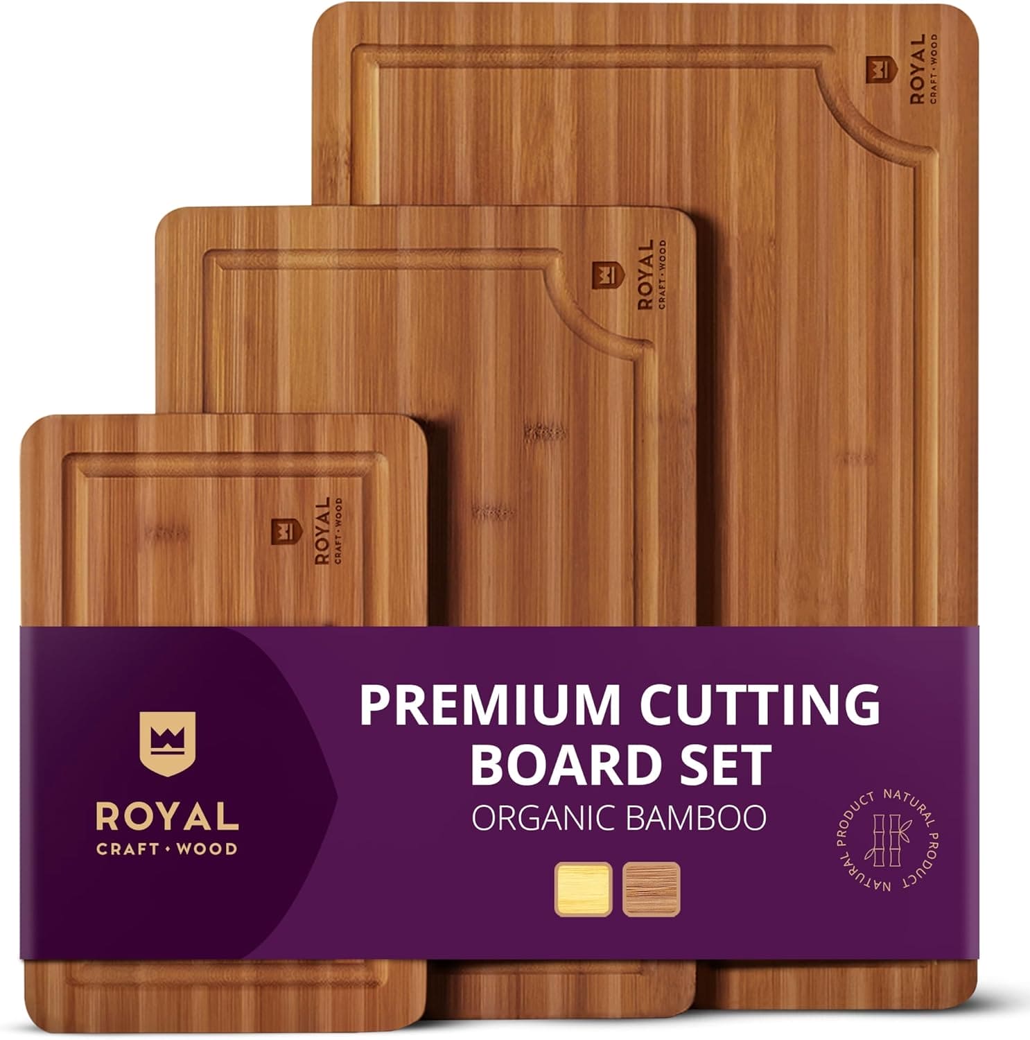 ROYAL CRAFT WOOD Wooden Cutting Boards for Kitchen Meal Prep & Serving