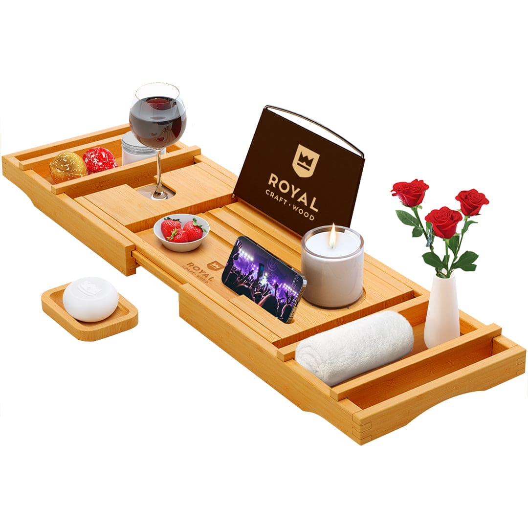 Luxury Bamboo Bathtub Caddy Tray - Thumbnail 2