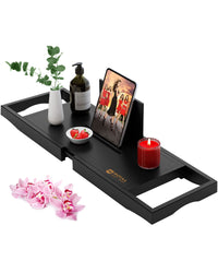 Luxury Bathtub Caddy Tray, Black