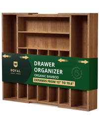 Silverware Drawer Organizer, Brown Bamboo (9 Slots)