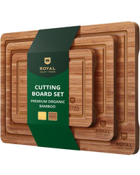 Cutting Board Set of 3, Bamboo, Brown