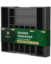Silverware Drawer Organizer, Black (9 Slots)