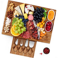 Cheese Board Set w/knives, 16.5“x11”, Brown