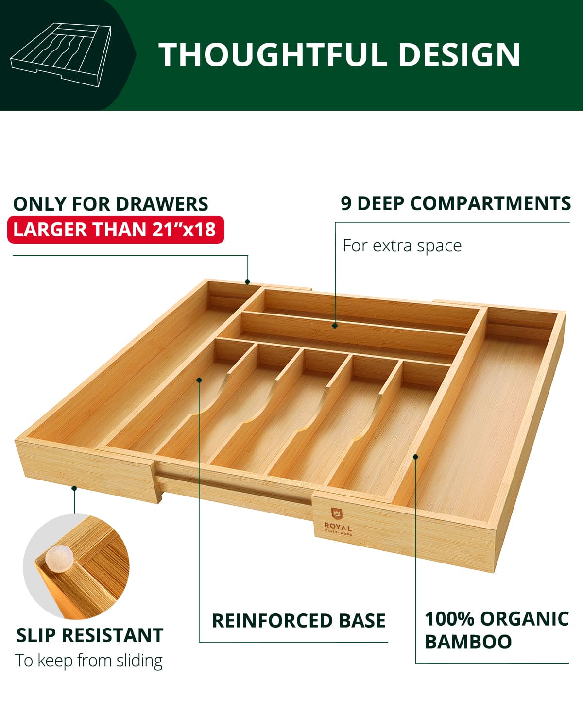 Royal Craft Wood Drawer Organizer - Thumbnail 3