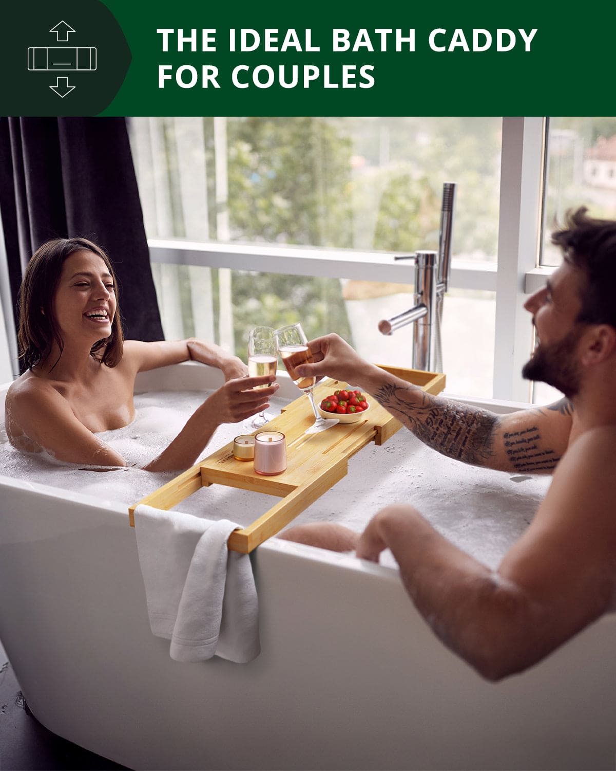 Adjustable Bathroom Caddy, Natural - Thumbnail 4