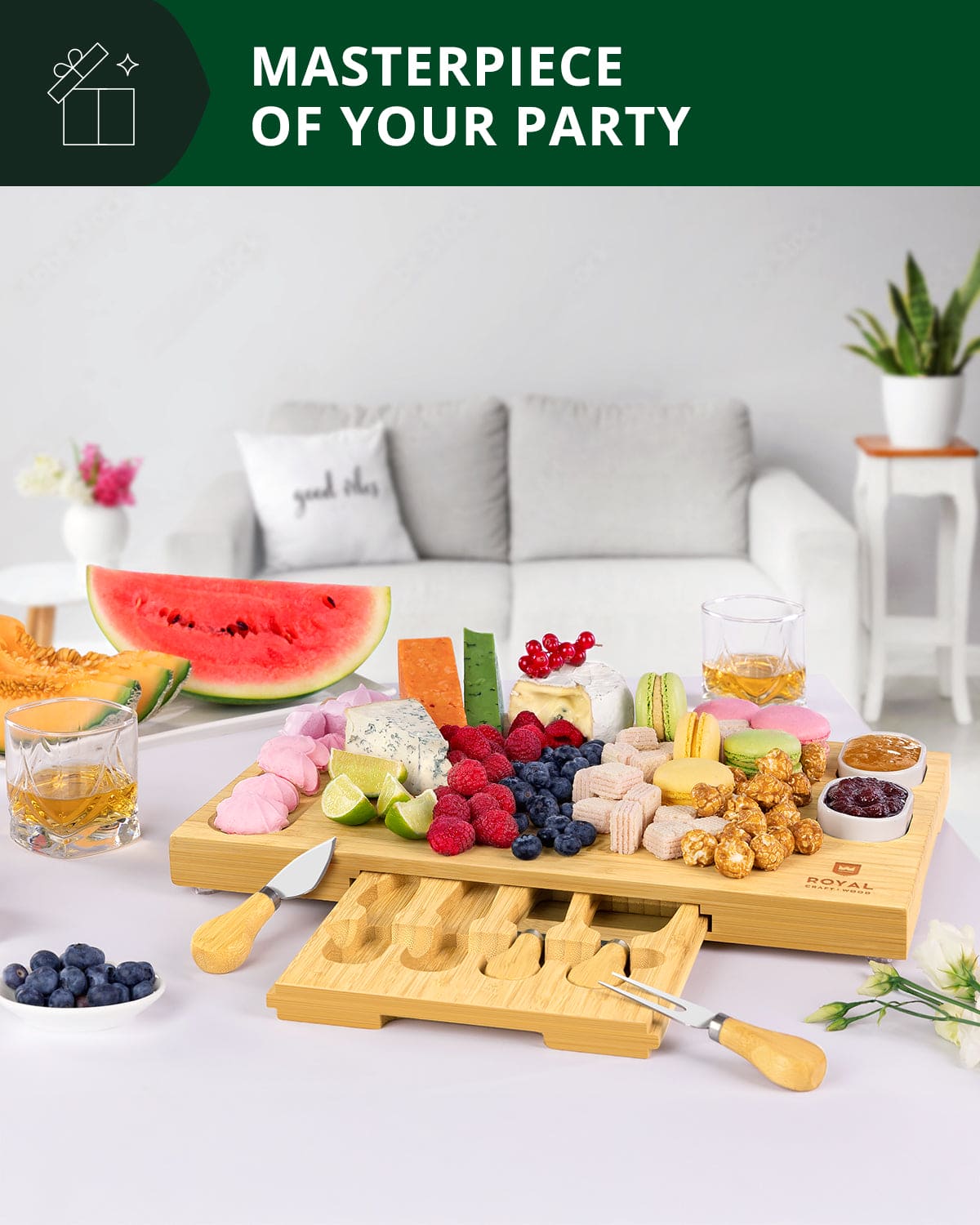 Cheese Board Set with Knives - Thumbnail 3