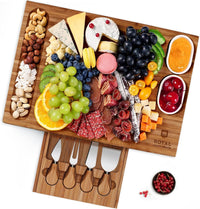 Cheese Board Set w/knives, 16.5“x11”, Brown