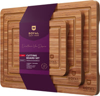 Cutting Board Set of 3, Bamboo, Brown