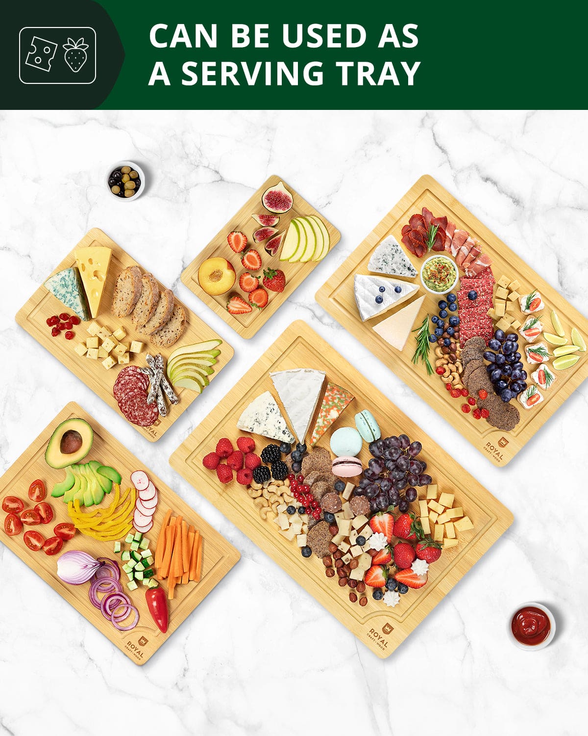 ROYAL CRAFT WOOD Wooden Cutting Boards Set - Thumbnail 5