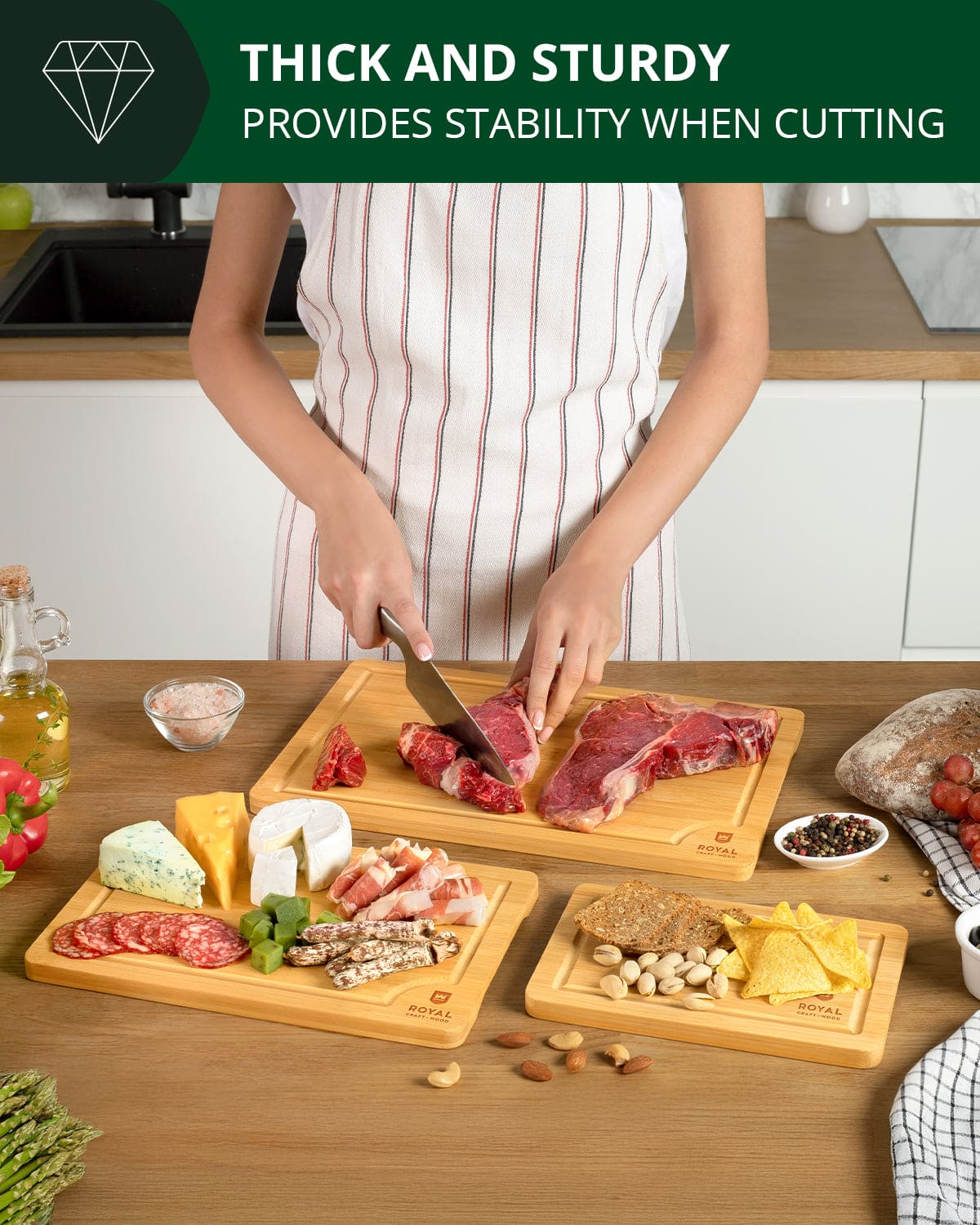 Royal Craft Wood Bamboo Cutting Board - Thumbnail 5
