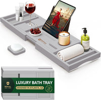 Foldable Bathtub Caddy Tray, Gray