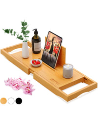 Expandable Bamboo Bathtub Tray Caddy, Natural