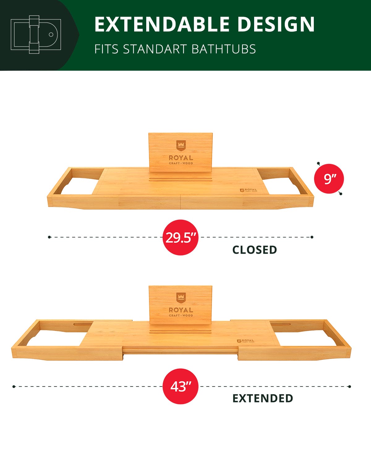 Adjustable Bathroom Caddy, Natural - Thumbnail 2