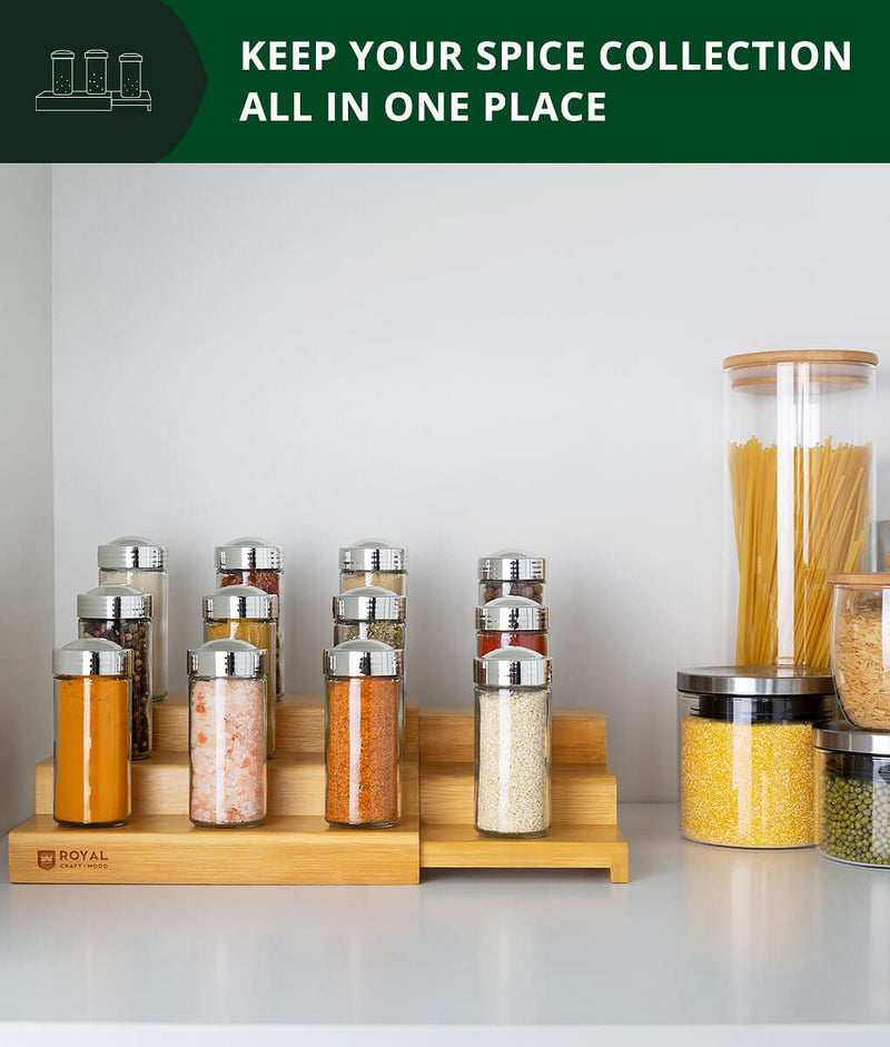 Set of 2 Large Space-Saving Wall Spice Rack Organizer for Spice Jars,  Seasonings