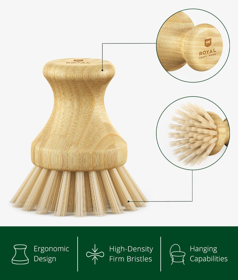 Royal Craft Wood Bamboo Dish Scrub Brush with Handle