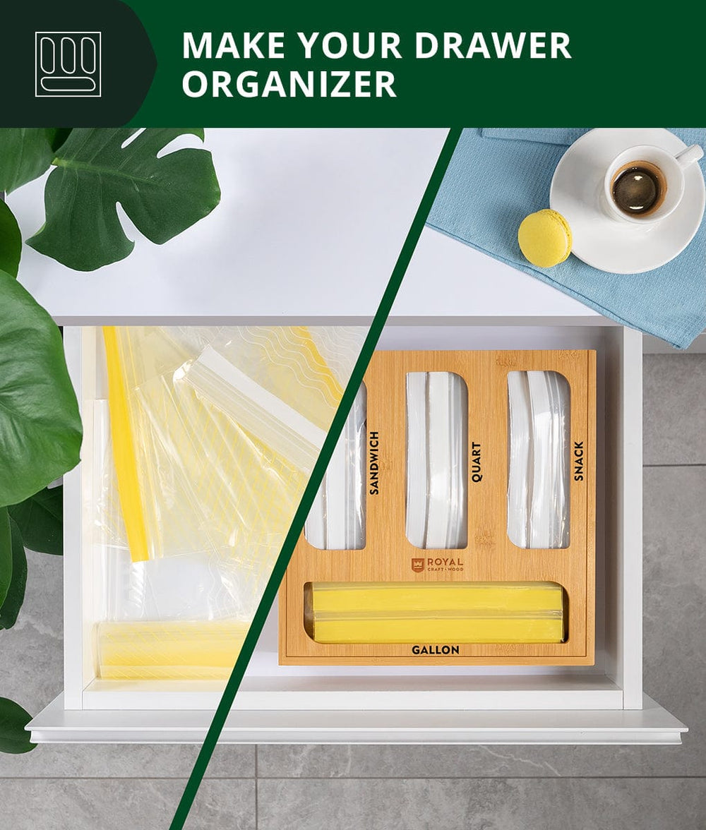 Ziploc Bag Organizer for Drawer Royal Craft Wood