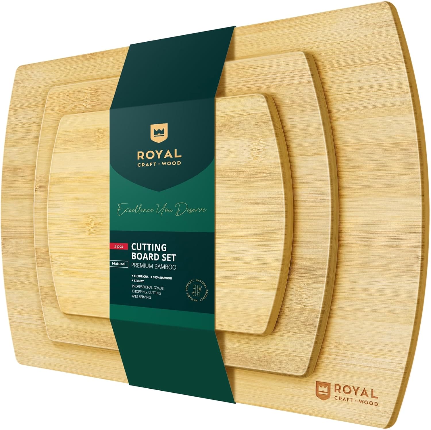 Slim Cutting Board Set of 3, Bamboo