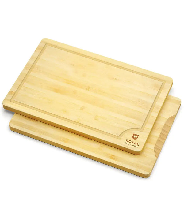 ROYAL CRAFT WOOD Unique Bamboo Cutting Board Set with Juice Groove (3  Pieces) - Wooden Cutting Boards for Kitchen (Black, Limited Edition) 