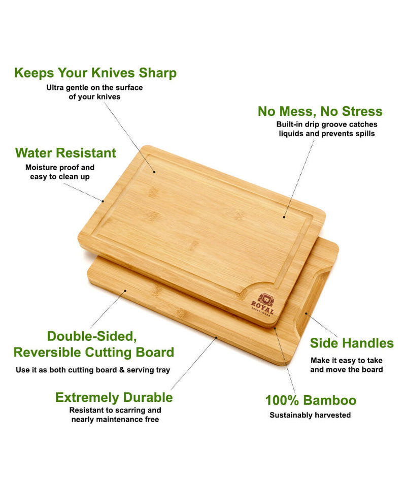 3-Piece Two-Tone Bamboo Serving and Cutting Board Set