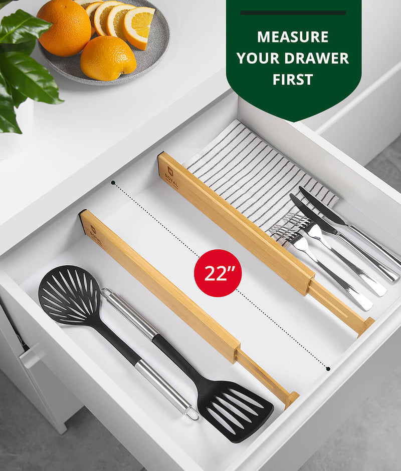 4 Pcs Bamboo Kitchen Drawer Dividers,adjustable Drawer Organizers