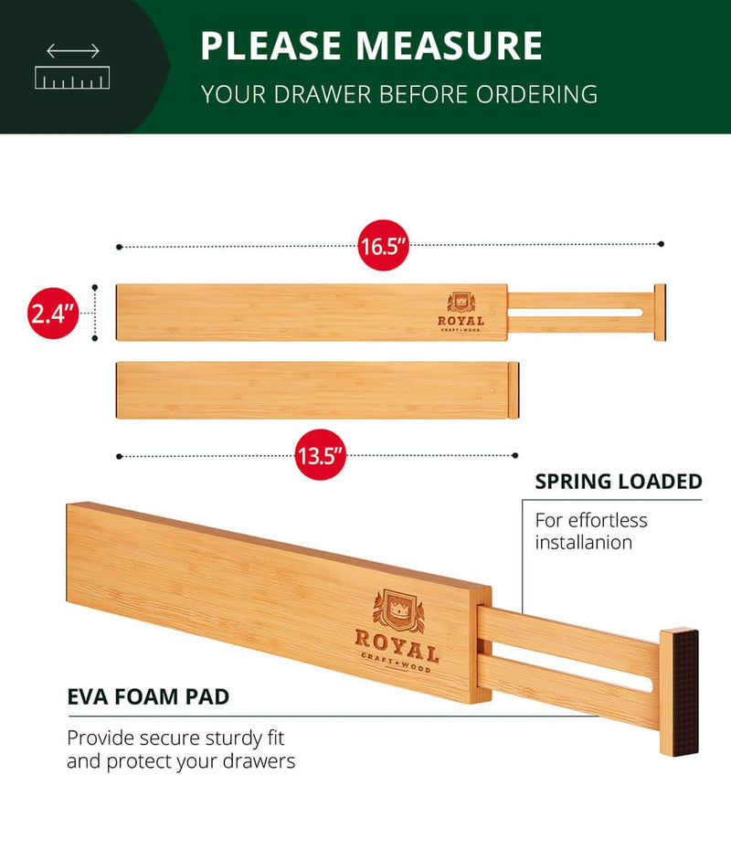 Bamboo Drawer Dividers Spring Adjustable Kitchen Drawer Organizers Drawer  Separators - China Drawer Dividers and DIY Drawer Dividers price