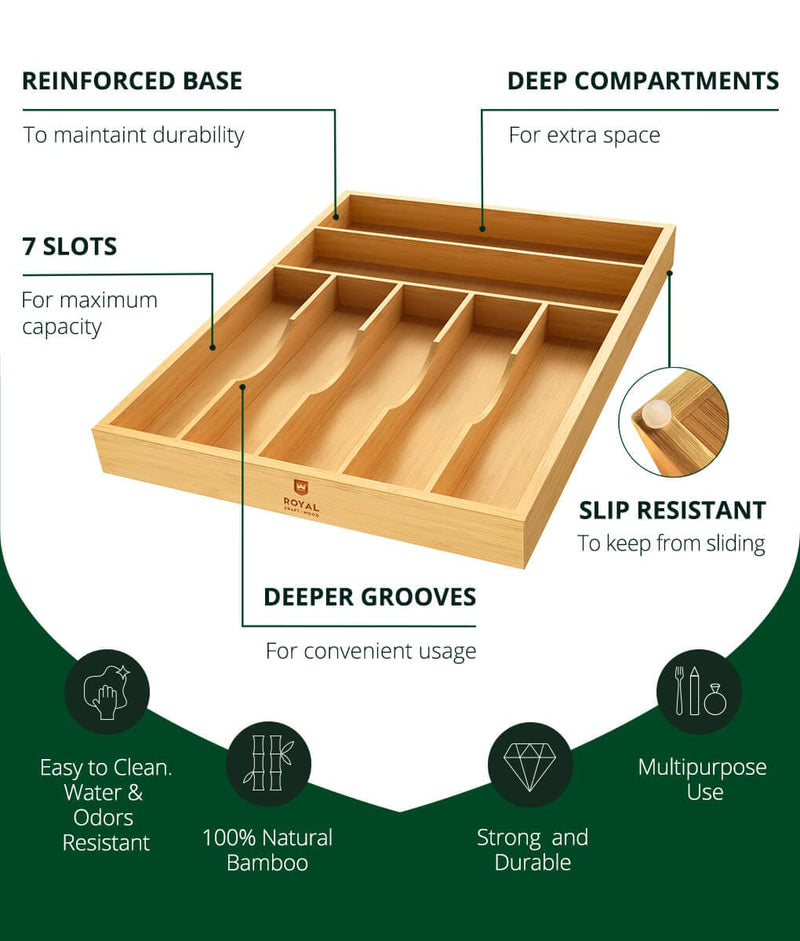 ROYAL CRAFT WOOD Luxury Spice Drawer Organizer for Kitchen - Bamboo Spice  Rack Organizer for Drawer for Deep Drawers (17x13.5)