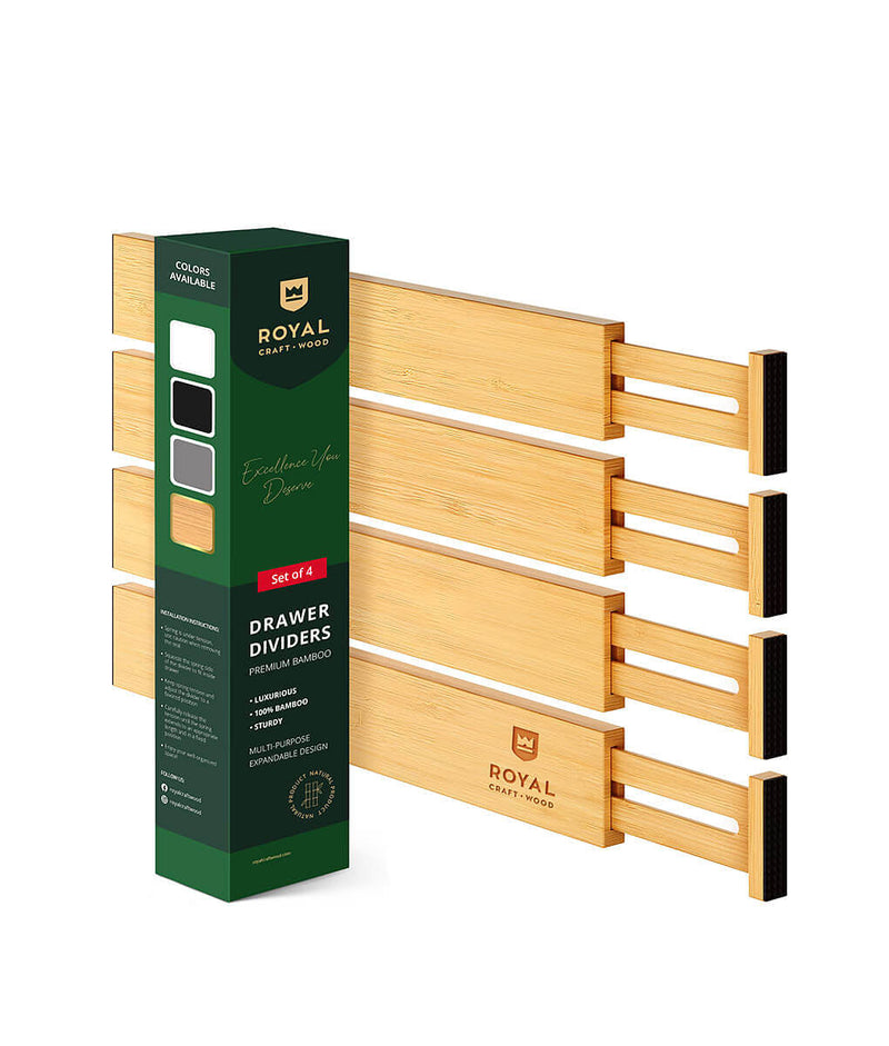 Bamboo Drawer Dividers 13.5-16 - Perfect Adjustable Drawer Dividers for  Clothes, Kitchen, Dresser, Bedroom & Drawer Dividers Organizer, Natural  (Set