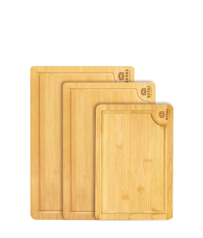 Royal Craft Wood Bamboo Cutting Board for Kitchen - Cutting Board Set for  Meat, Fruit, Veggies & Appetizers Serving Boards (Set of 3, Natural)