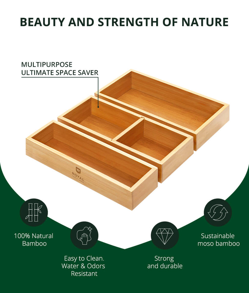 Royal Craft Wood Desk Drawer Dividers Set of 4